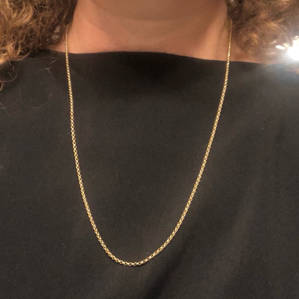 18k yellow gold 24” 3 gr 2 mm made in Italy Rolo chain